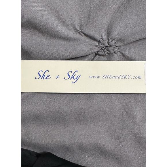 SHE + SKY Womens Black Crop Top Long Balloon Sleeves Elastic Top Medium - Picture 4 of 10